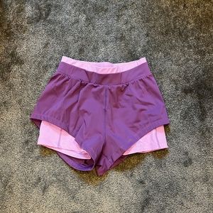 Purple shorts with pockets, exponential athletics